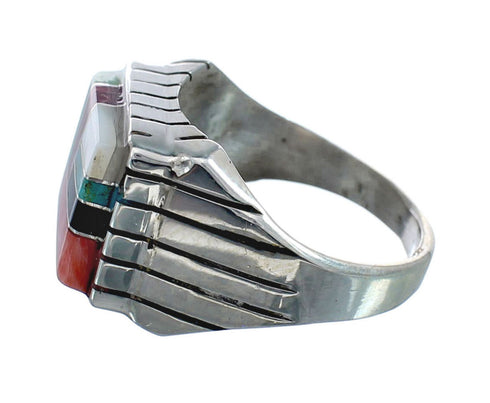 Multicolor American Indian Authentic Sterling Silver Ring Size 8-3/4 AX128683